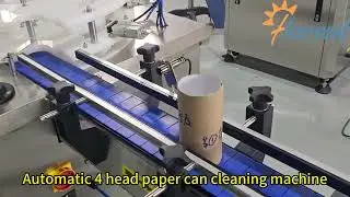 Chips Paper Can Cleaning Machine, 4 Head Automatic Paper Tube Cleaner Equipment