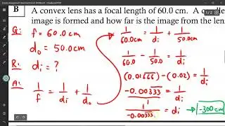 SNC2D1 / OPTICS / Thin Lens Calculations