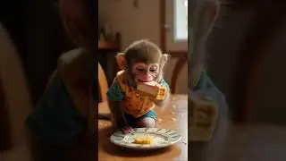 Little monkey enjoying cake and can&rsquo;t stop laughing 😆 #funny #monkey #comedy #reels