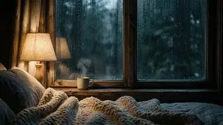 Rainy Night Study Ambience with Rain on Window, Books and Warm Coffee for Deep Focus & Relax