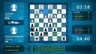 Pawns on 7th Ranks - Pickering (Goldsmith) Defense: Arnie67 - Guest39098181 : 0-1 (ChessFriends.com)