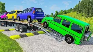 Flatbed Truck Mcqueen #48 | Transportation with Truck - Pothole vs Car - Beamng.Drive