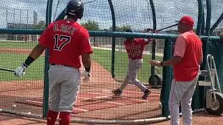 Nick Decker, Boston Red Sox 2018 second-round pick, takes BP at the JetBlue Park complex, March 3...