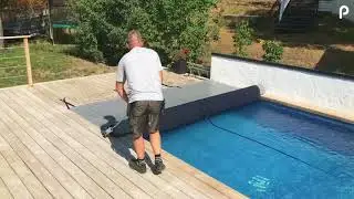 Poolskydd ribb-topp gr&aring; med specialf&auml;sten