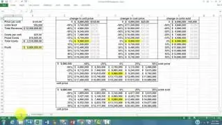 Data Tables for Profit Calculations