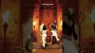 Ancient Egyptian Royal couple taking seats on their thrones.