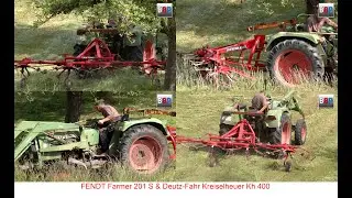 FENDT Farmer 201 S & Deutz-Fahr Kreiselheuer Kh 400, Tedding Job, Germany, 2020.