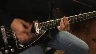 Testing a Vox Teardrop guitar in Black at Trustpowerhouse Music Gear