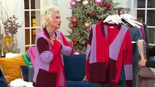 LOGO by Lori Goldstein Button Front Colorblock Cardigan on QVC