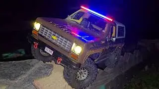 FMS FCX10 K5 BLAZER PRO with hobbywing FUSION SE 1800KV first run on BACKYARD CRAWLER COURSE.
