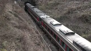 Railway Tunnel 特急 はまかぜ 4号 大阪駅 行き キハ189系 気動車 6両 播但線 生野駅 北側 生野北峠 鉄道トンネル