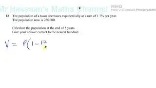 0580/22/F/M/20 (IGCSE) Paper 22 Q12 Percentages, Exponential Decrease
