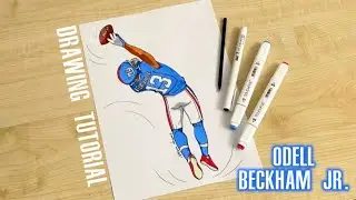 How to draw Odell Beckham Jr one handed catch / How to draw New York Giants football player