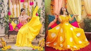 Top 60+Lit Haldi Ceremony Crop-Top With Skirt Designs||Bridal Yellow Crop-Top Lehenga/Indo Western
