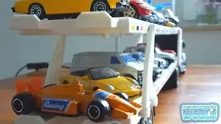 20 Small Toy Cars are Taken Away by Car Transporter