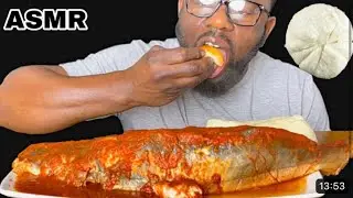 ASMR FUFU AND PEPPER SOUP WITH THE LONGEST FISH EVER!! AFRICAN FOOD MUKBANG