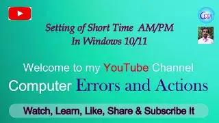 Change Clock Setting to AM/PM | Short time format | Clock Setting In Windows | Date & Time setting |