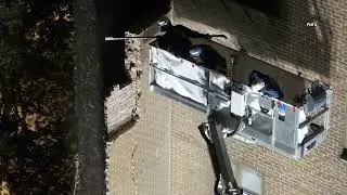 Demolition Crews Overnight Begin Clearing Up NYCHA Partial Collapse Building - Bronx 