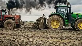 Fendt tractors try to pull each other Get stuck in the mud!