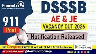 DSSSB AE & JE Vacancy 2026 🔥 911 Posts | Notification Out