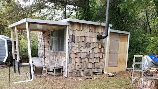Finishing the back porch and doing some camping at the pallet cabin. 