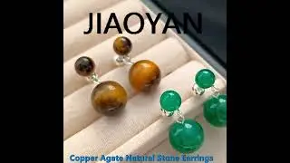 Tiger Eye Stone Stud Earrings Round Shape Ball Shape Black Agate Stone Earrings
