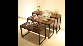 Clothing store retro solid wood display table shoes rack, display floor cabinet shelf