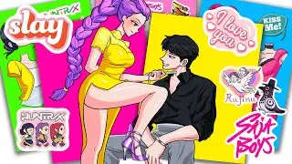 KPOP DEMON HUNTERS - HUNTRIX RUMI Flirting JINU SAJA BOYS Love Couple | Sticker Book DIY