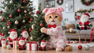 Say Bye To Christmas With Adorable Ginger Kitten And Mama Cat 🎄🐾