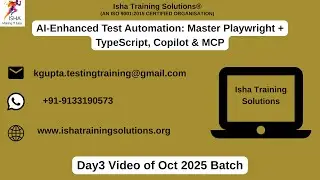 Playwright with Typescript Day3 video on 30th Oct 2025.call/WhatsApp us on+91-9133190573 to enroll.
