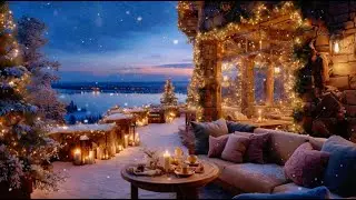 Christmas Coffee Shop Jazz with Elegant Winter Retreat Ambience🎄Smooth Holiday Music & Falling Snow