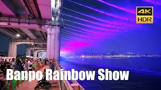 Ddooddoo Festival on Jamsu Bridge / Banpo Rainbow Fountain Show /Seoul Korea Walking Tour / 4K HDR