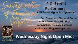 Juxtaposition of Musical Styles  4 Open Mic performers play 4 different styles of music!   Made with