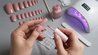 Gel Polish Application for Press On Nails. Thin Layers, Curing, and Clean Finish