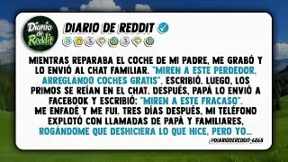En plena faena mecánica con el coche de mi viejo, ¡zas! Me graba y lo manda al grupo familiar