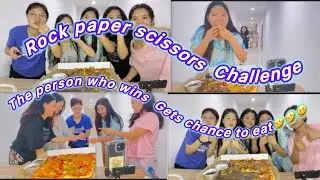 Eating pizza challenge / we played rock paper scissors/the person who win&rsquo;s gets chance to eat🤣😂