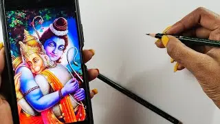Hanuman ji With Prabhu Shree Ram Drawing tutorial, easy OUTLINE TUTORIAL for beginners, part - 1