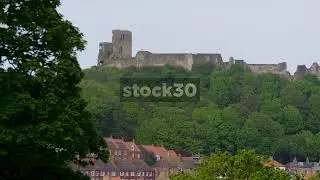 Wide Shot Of Scarborough Castle, UK