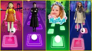 Wednesday Addams Vs Like Nastya Vs M3GAN Vs Squid Game | Tiles Hop