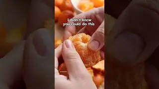 Freeze oranges to make this delicious one ingredient sorbet! 🍊 #foodhacks