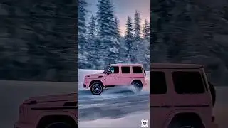 Pink Mercedes-Benz G Wagon in the ice road❄️💗 #mercedesbenzgwagon #car #luxurycarmusic #music