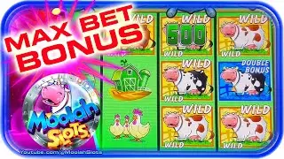 MAX BET BONUS!!! FREE GAMES! Invaders Return From the Planet Moolah 1c WMS CASINO SLOTS