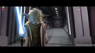Blue lightsaber Yoda vs Palpatine