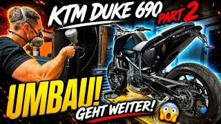 KTM Duke 690 Umbau &ndash; Sandstrahlen, Pulverbeschichten & Heck-Umbau! (Teil 2/3) 🔧✨