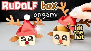 Rudolf Christmas Origami Box Tutorial | Lift the Hat! | DIY Reindeer Gift Box | Cute & Easy |