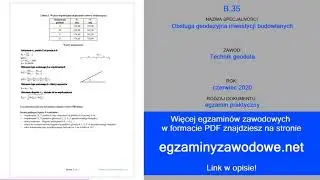 Egzamin zawodowy praktyczny B.35, Obsługa geodezyjna inwestycji budowlanych, czerwiec 2020