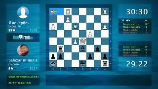 Análisis del juego de ajedrez: Джокербек - Salazar m luis a, 0-1 (por ChessFriends.com)