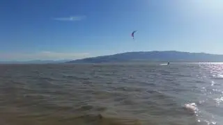 Pavel and Sabrina tandem kiteboarding Utah Lake