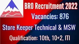 BRO Recruitment 2022 I Apply Online Store Keeper Tech & MSW Vacancies in BRO GREF