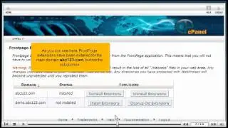 How to install frontpage extension in cpanel